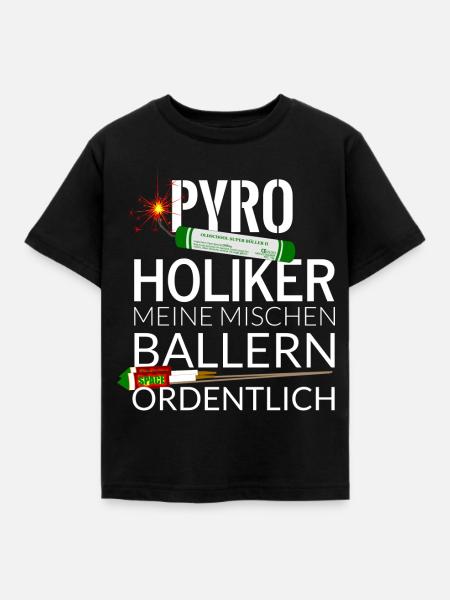 Pyro Feuerwerk Pyroholiker - Kinder T-Shirt - Schwarz
