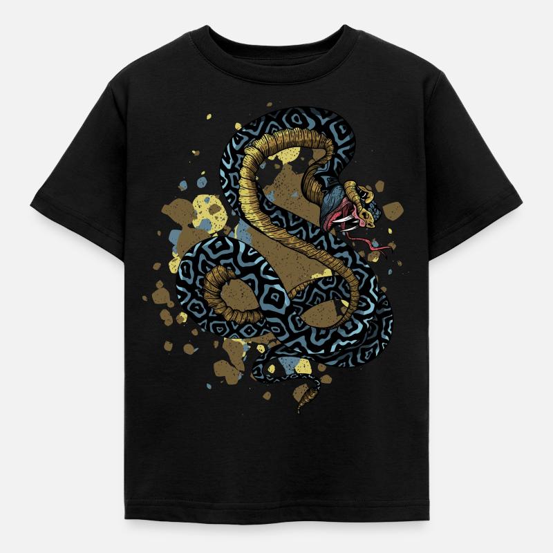 Schlange - Kinder T-Shirt - Schwarz
