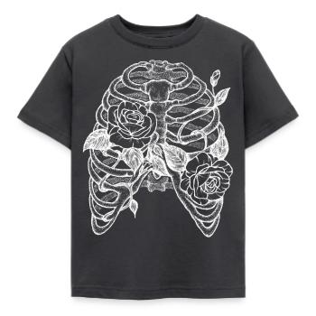 Skeleton and roses - Kids' T-Shirt - dark grey - Front - AI Model Kid Female (0cm)