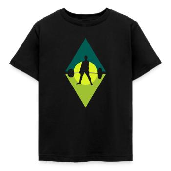 Weightlifting Gym Deadlift - Kinder T-Shirt - Schwarz - Vorne - AI Model Kid Female (0cm)