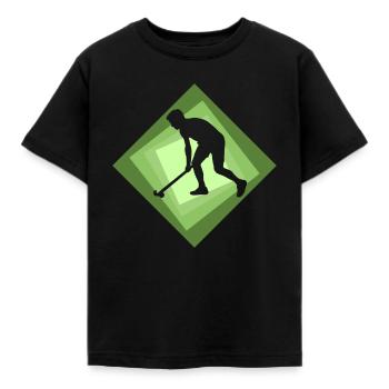 Field hockey stick Field hockey - Kids' T-Shirt - black - Front - AI Model Kid Female (0cm)