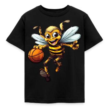 Lachende Basketball Biene - Kinder T-Shirt - Schwarz - Vorne - AI Model Kid Female (0cm)