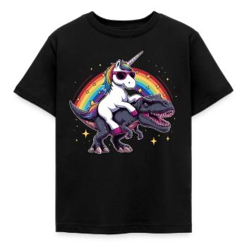Einhorn-Dinosaurier-T-Rex-Geschenk für Mädchenspaß - Kinder T-Shirt - Schwarz - Vorne - AI Model Kid Female (0cm)