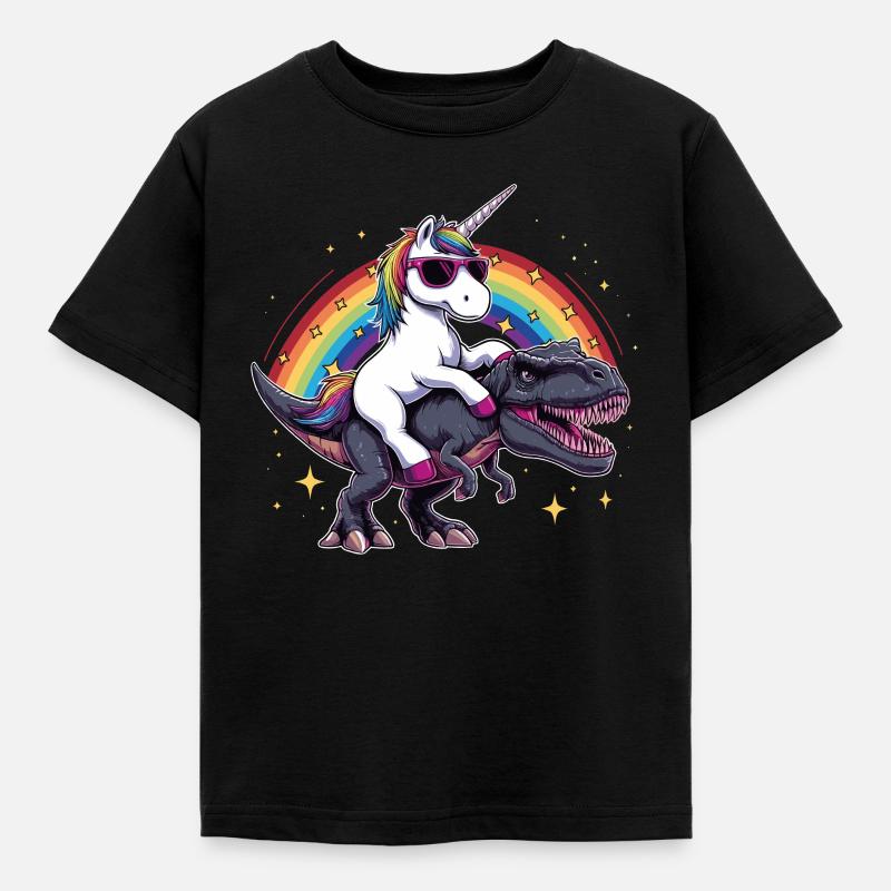 Einhorn-Dinosaurier-T-Rex-Geschenk für Mädchenspaß - Kinder T-Shirt - Schwarz
