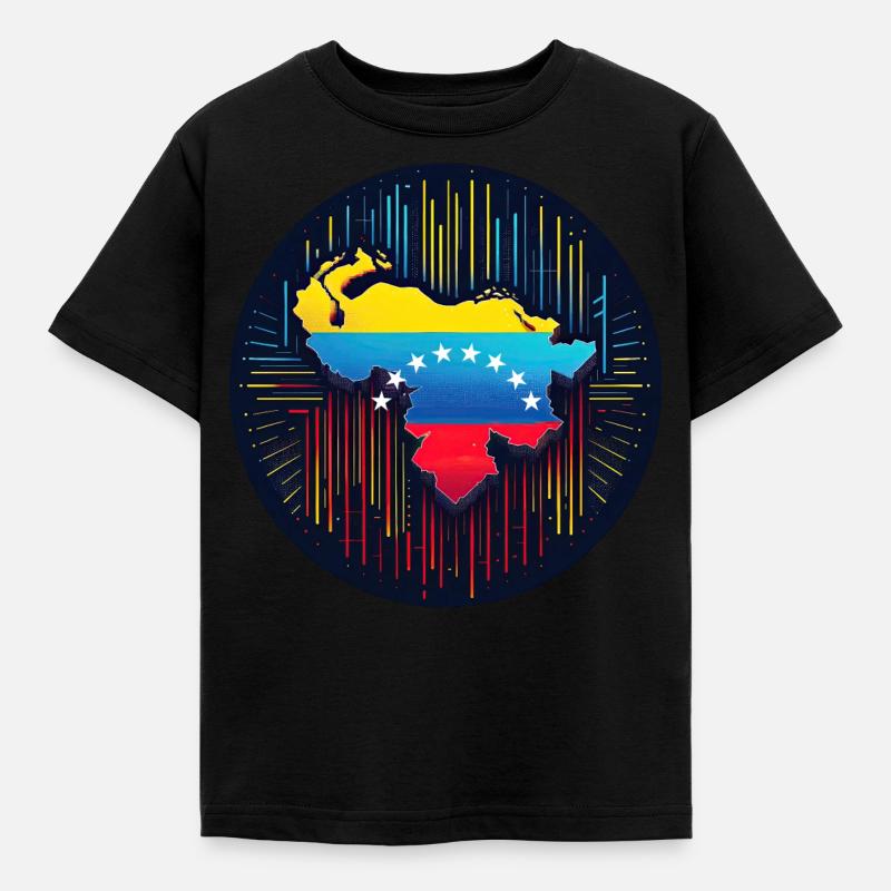 Neon Venezuela Map - Kids' T-Shirt - black