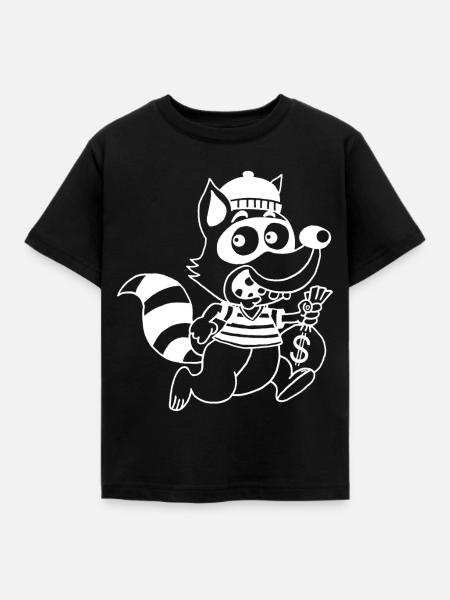 Dieb Waschbär (Weiß) - Kinder T-Shirt - Schwarz