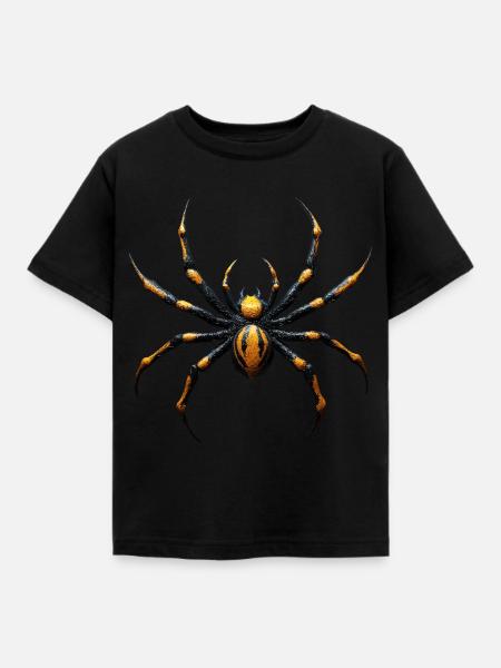 Spinne Giftig Gelb Schwarz - Kinder T-Shirt - Schwarz