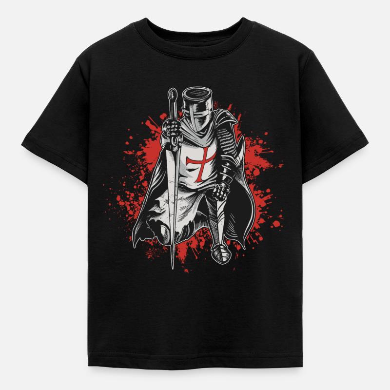 Crusader Knights Templar Deus Vult Knight Templar - Kids' T-Shirt - black