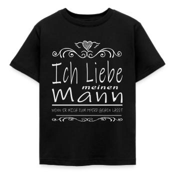Ich liebe meinen Mann wenn er mich zu meinen Pferd - Kinder T-Shirt - Schwarz - Vorne - AI Model Kid Female (0cm)