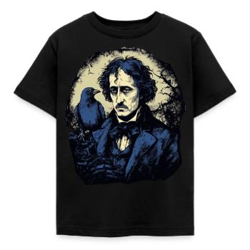 The Raven with Edgar Allan Poe - Kids' T-Shirt - black - Front - AI Model Kid Female (0cm)