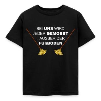 Mobbing, Fußboden wischen, Putzfrau, Wischmob - Kinder T-Shirt - Schwarz - Vorne - AI Model Kid Female (0cm)