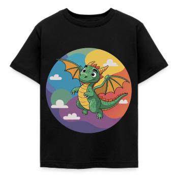 Flieg mit dem Drachen – Zauberhaftes Kindershirt - Kinder T-Shirt - Schwarz - Vorne - AI Model Kid Female (0cm)