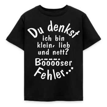 Ich bin klein lieb nett böser Fehler Lustig Spruch - Kinder T-Shirt - Schwarz - Vorne - AI Model Kid Female (0cm)