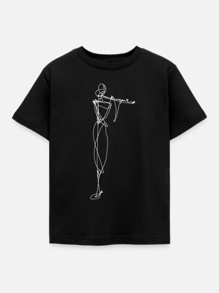 Flöte - Kinder T-Shirt - Schwarz