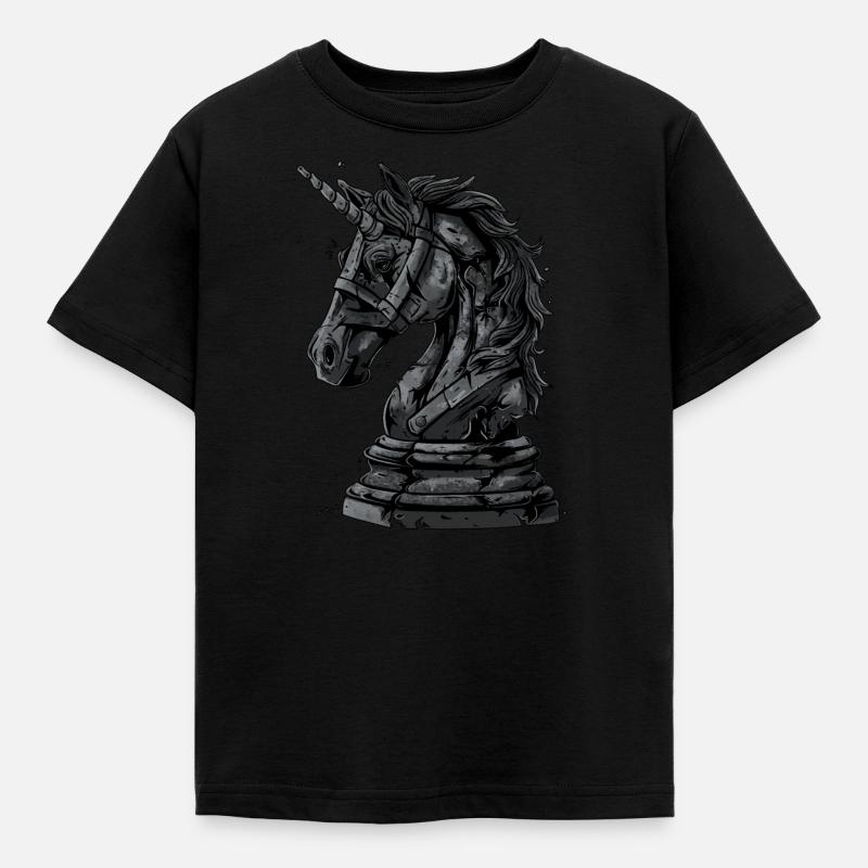 Springer Schach Pferd - Kinder T-Shirt - Schwarz