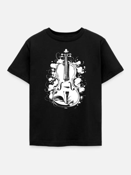 Geige Zeichnung - Kinder T-Shirt - Schwarz