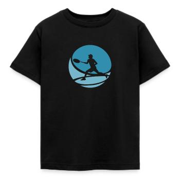 Tennisschläger Tennisspieler Tennisplatz - Kinder T-Shirt - Schwarz - Vorne - AI Model Kid Female (0cm)