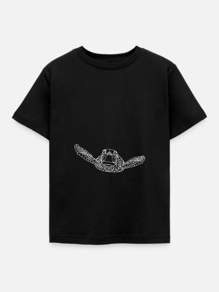 Polygon Meeresschildkröte - Kinder T-Shirt - Schwarz