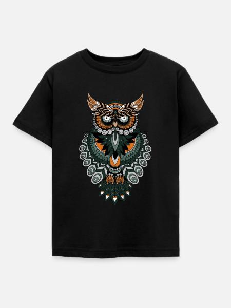 Eule - Kinder T-Shirt - Schwarz