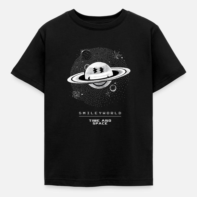 SmileyWorld Saturn-Smiley Time And Space - Kinder T-Shirt - Schwarz