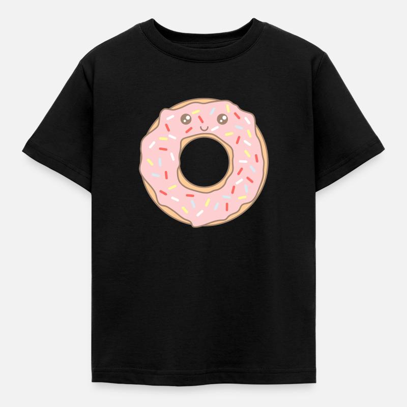 Doux mignon doux manger donut avec visage - T-shirt Enfant - noir