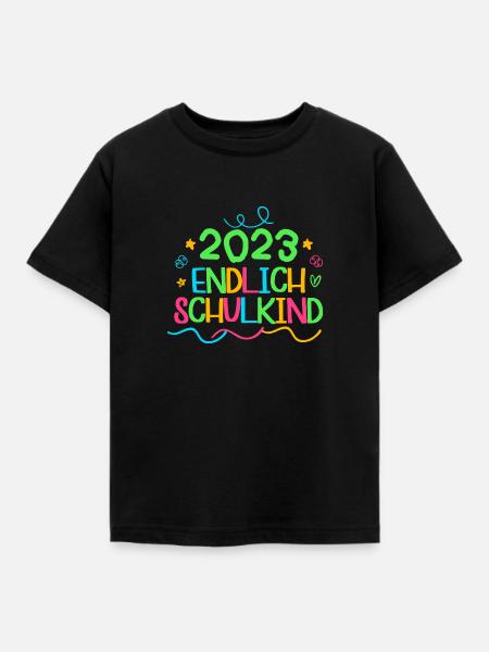 2023 endlich schulkind, Einschulung Erstklässler - Kinder T-Shirt - Schwarz