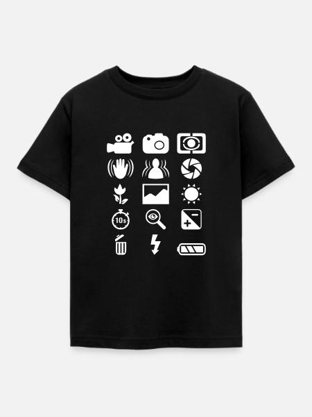 DSLR Camera Symbol - Kinder T-Shirt - Schwarz