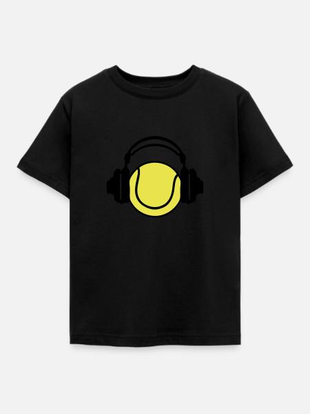 Kopfhörer-Kopfhörer DJ-Audio-Tennis - Kinder T-Shirt - Schwarz