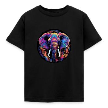 Elefant neon gave dyreliv fans elfenben - Børne-T-shirt - sort - Foran - AI Model Kid Female (0cm)
