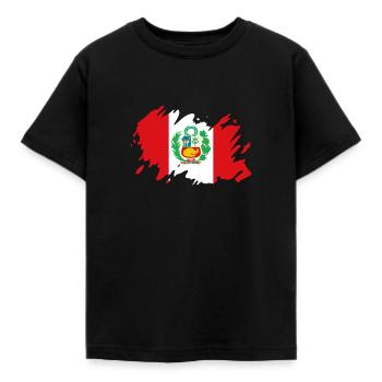 Peru Flag South America Cusco Peruvian Flag - Kids' T-Shirt - black - Front - AI Model Kid Female (0cm)