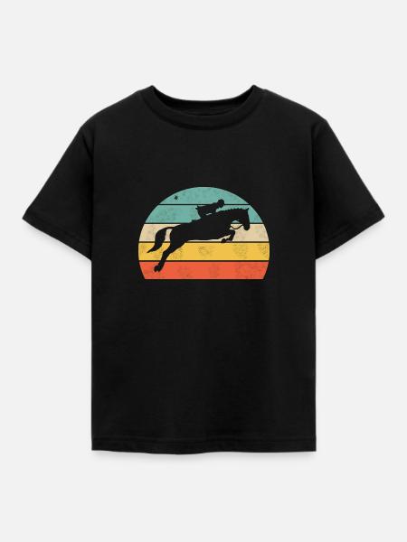 Springreiten - Kinder T-Shirt - Schwarz