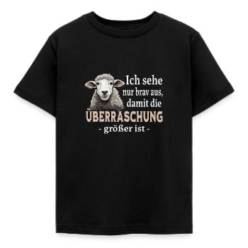 Frecher Spruch - Ich sehe nur brav aus... - Kinder T-Shirt - Schwarz - Vorne - AI Model Kid Female (0cm)