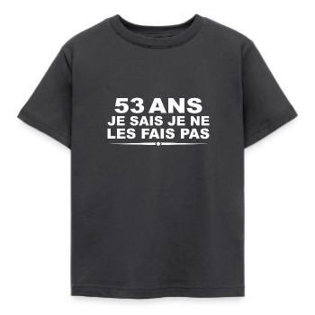 53 Jahre alt | Humor 53 Geburtstagsgeschenk - Kinder T-Shirt - Dunkelgrau - Vorne - AI Model Kid Female (0cm)