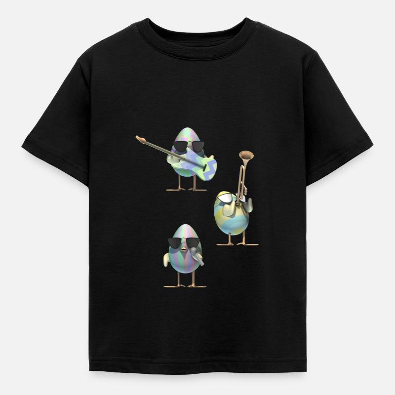 Cool easter egg band - Kids' T-Shirt - black