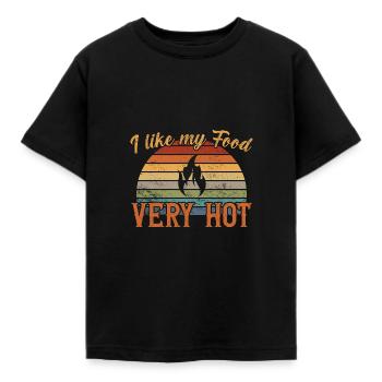 I Like my Food very Hot / Scharfes Essen - Kids' T-Shirt - black - Front - AI Model Kid Female (0cm)