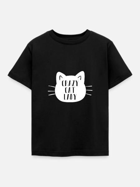 Crazy Cat Lady - Kinder T-Shirt - Schwarz