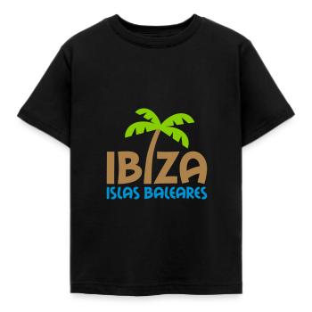 Ibiza, Îles Baléares (palmier comme i) - T-shirt Enfant - noir - Devant - AI Model Kid Female (0cm)