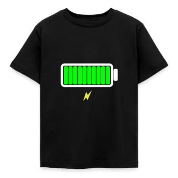 battery full charge - Kids' T-Shirt - black - Front - AI Model Kid Female (0cm)