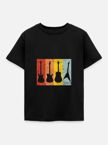 Gitarre Retro - Kinder T-Shirt - Schwarz