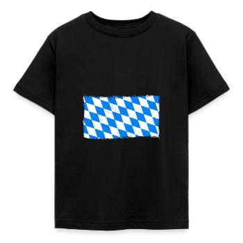 Bayern Flag Used Look Bavarian Flag Vintage - Kids' T-Shirt - black - Front - AI Model Kid Female (0cm)