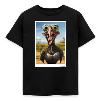 Funny-Strauß in der Wüste - Kinder T-Shirt - Schwarz - Vorne - AI Model Kid Female (0cm)