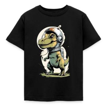 Dino trifft Zukunft Lustiges Astronauten-Design m - Kinder T-Shirt - Schwarz - Vorne - AI Model Kid Female (0cm)