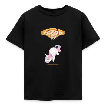 Unicorn Einhorn Pepperoni Pizza T-Shirt - Kinder T-Shirt - Schwarz - Vorne - AI Model Kid Female (0cm)