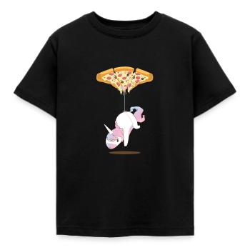 Unicorn Einhorn Pepperoni Pizza T-Shirt - Kinder T-Shirt - Schwarz - Vorne - AI Model Kid Female (0cm)