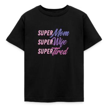 Super Mom T-Shirt Gift Mom - Kids' T-Shirt - black - Front - AI Model Kid Female (0cm)