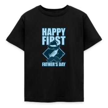 Father Son 1st Fathers Day Dad saying Tshirt - Kids' T-Shirt - black - Front - AI Model Kid Female (0cm)