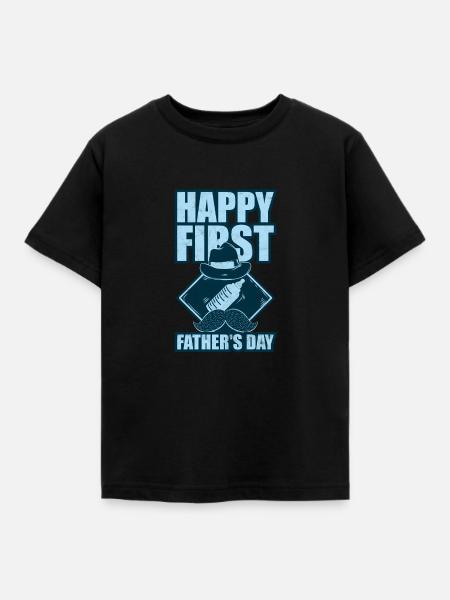 Père fils fête des pères 1er papa disant t-shirt - T-shirt Enfant - noir