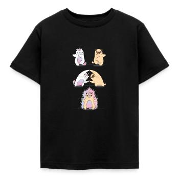 Mops mit Einhorn Fusion - Kinder T-Shirt - Schwarz - Vorne - AI Model Kid Female (0cm)