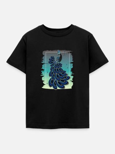 Blauer Pfau Pfauvogel Tropenvogel - Kinder T-Shirt - Schwarz