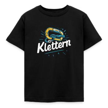 Karabiner Klettern Ideal für Bergsport Fans - Kinder T-Shirt - Schwarz - Vorne - AI Model Kid Female (0cm)